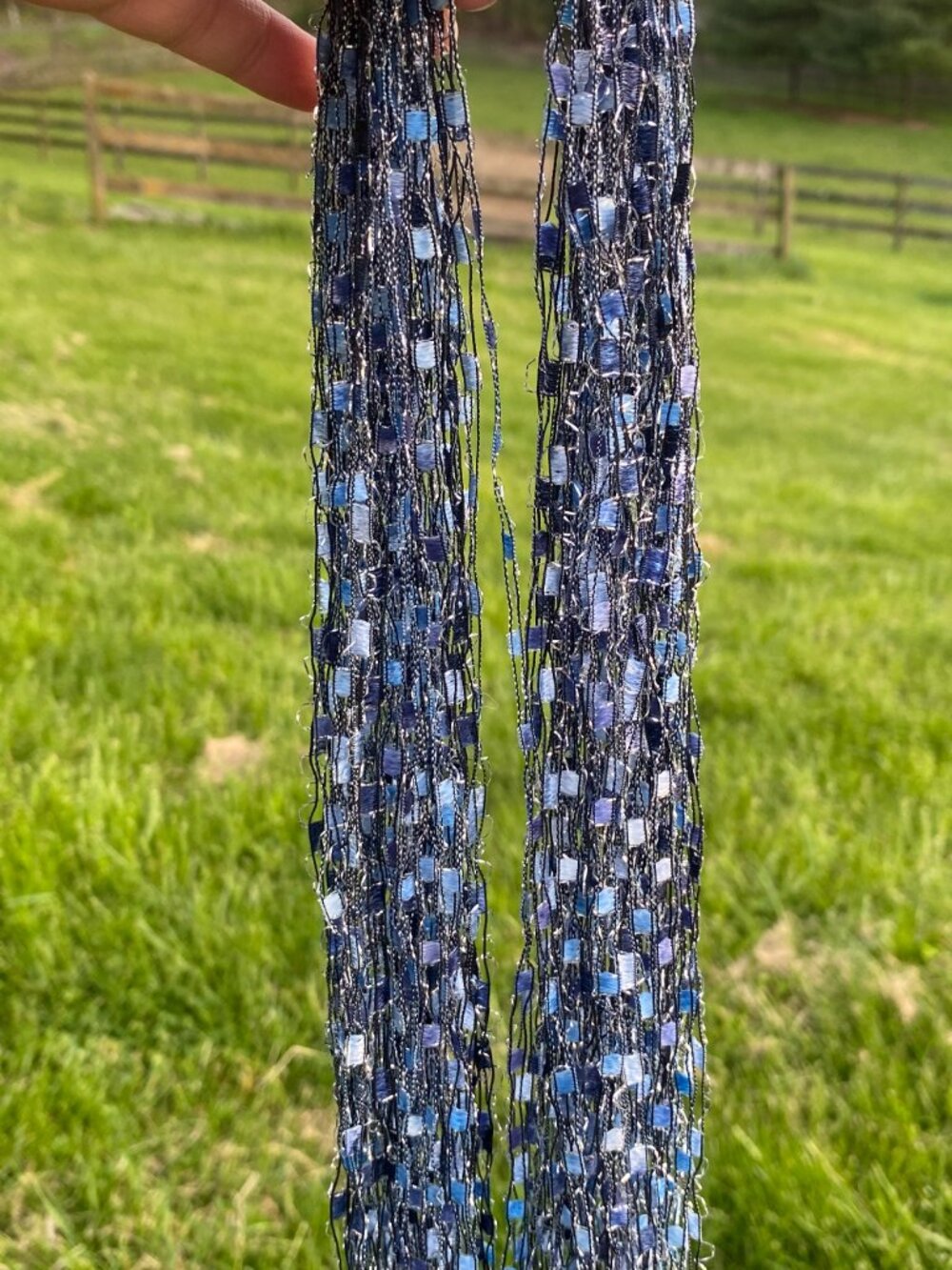 Women's Blue Scarf - Picture 7 of 9